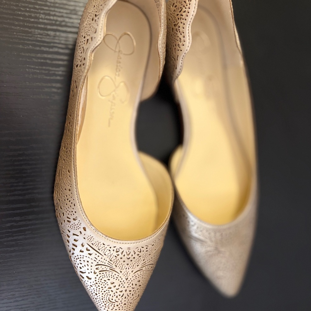 Elegant Beige Laser-Cut Flats
